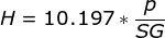 Head in Bar to Pressure in M Formula