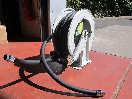 Retractable Wall Mounted Hose Reel for Diesel Supply at Farmyard