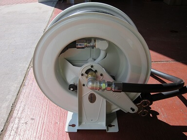 Retractable Wall Mounted Hose Reel for Diesel Supply at Farmyard